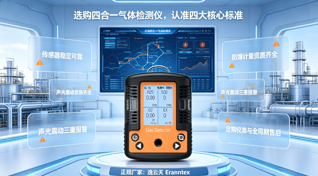 受限空间作业保命神器！四合一气体检测仪科普，选逸云天更安心
